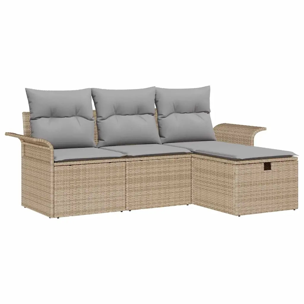 Set Divano da Giardino 4 pcs Beige e Grigio Chiaro polyrattan