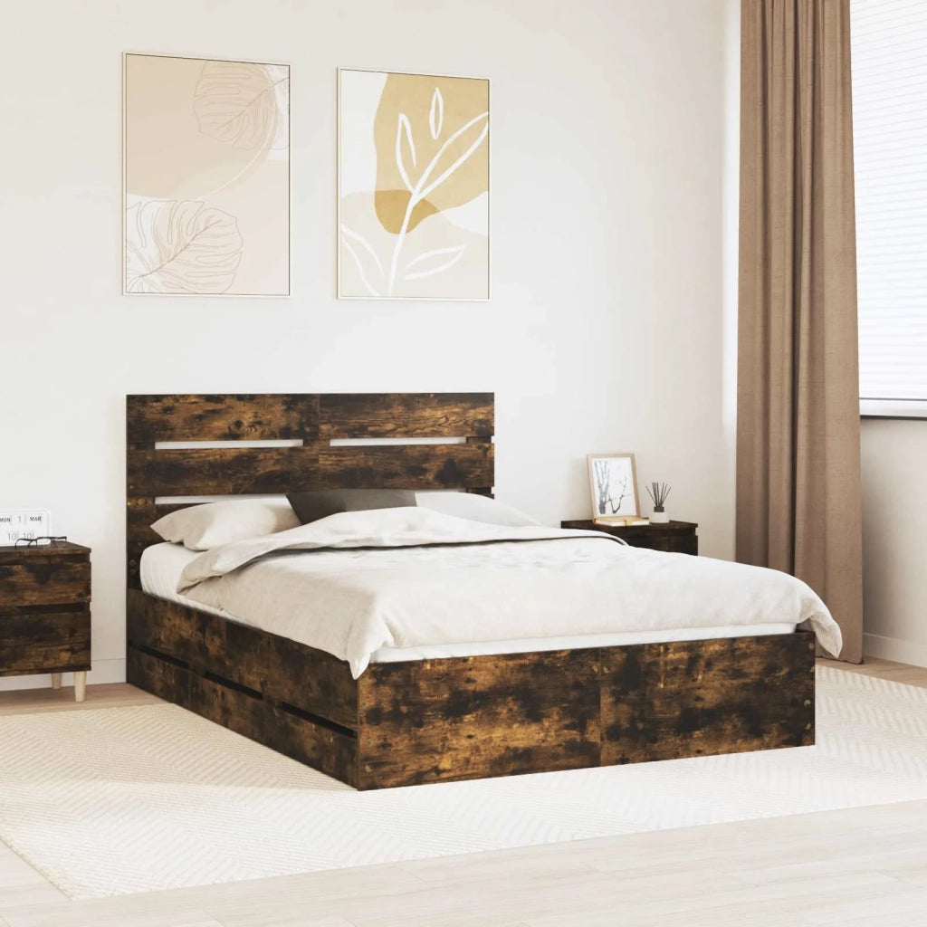 Struttura del letto con cassetto Rovere fumé 140 x 200 cm 3411831