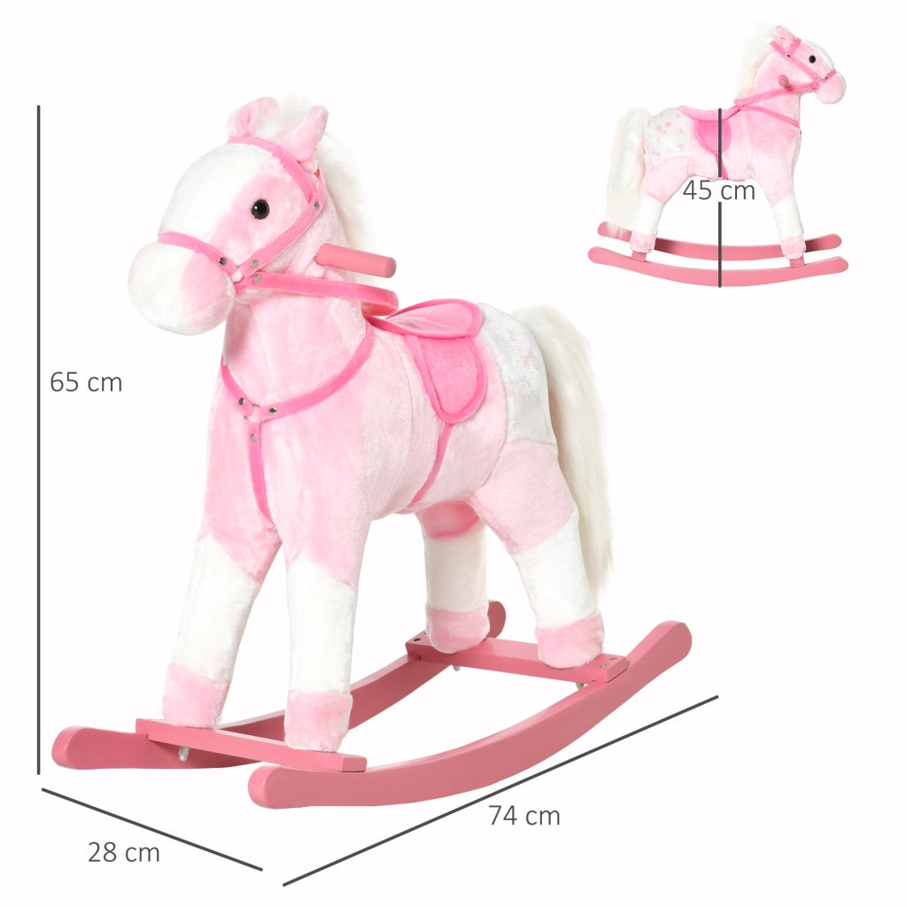 Cavallo a Dondolo per Bambini ¨C Zephmum ¨C 74x28x65 cm Rosa