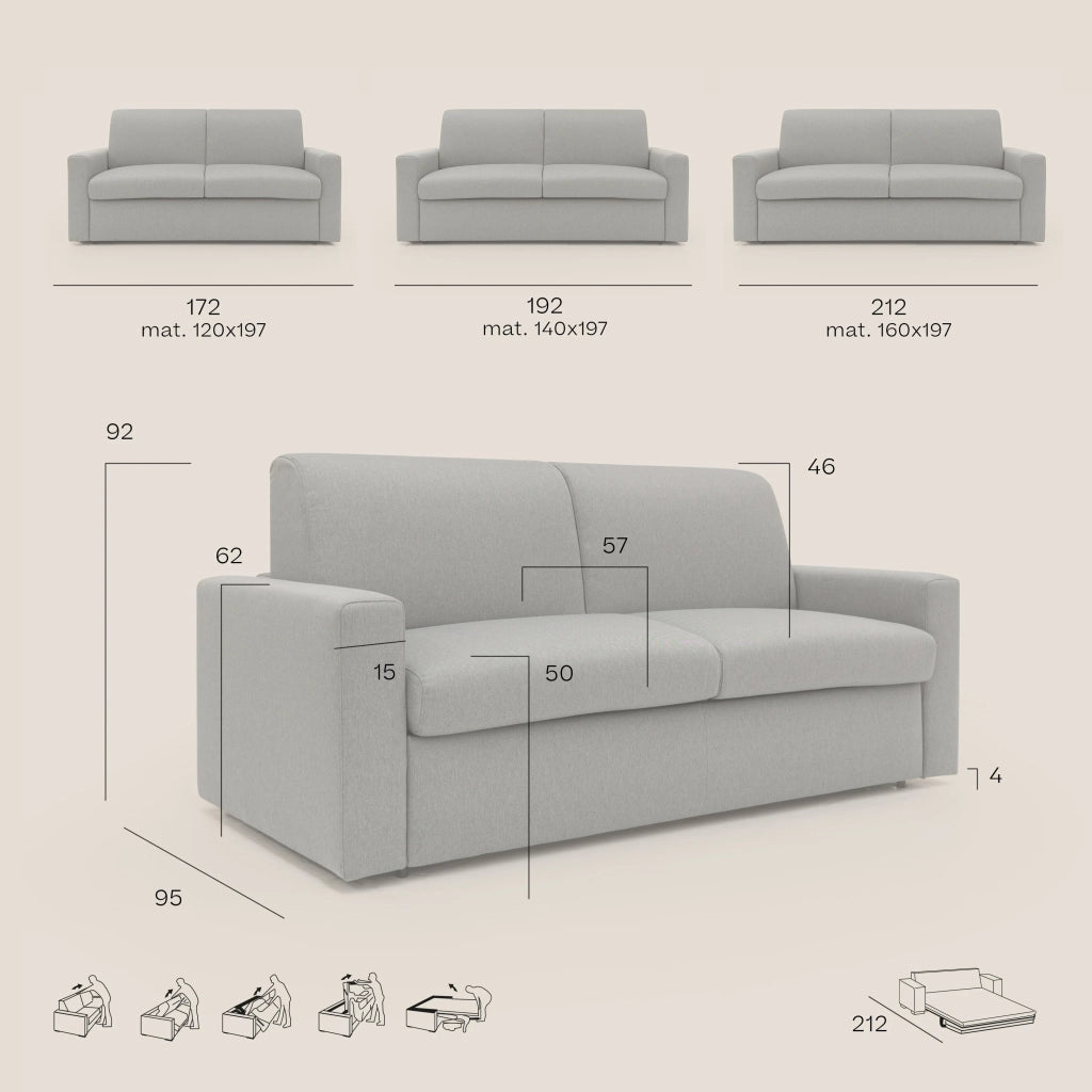 Kansas Divano letto matrimoniale H20 impermeabile 192 cm  beige