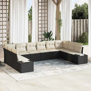 Set Divano da Giardino 10 pcs Nero e Crema Polyrattan 3355906