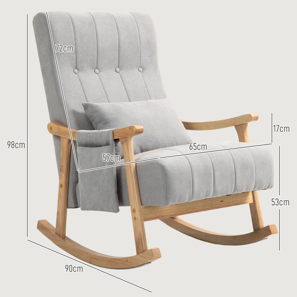 POLTRONA A DONDOLO 65x90x98 cm Grigio in poliestere