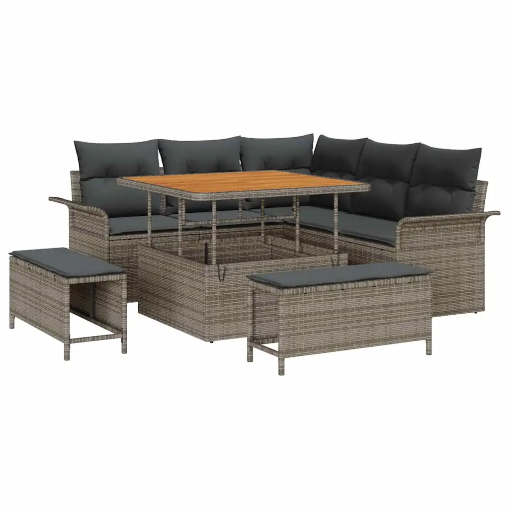 Set Divano da Giardino con cuscino con cuscino 8 pcs Grigio