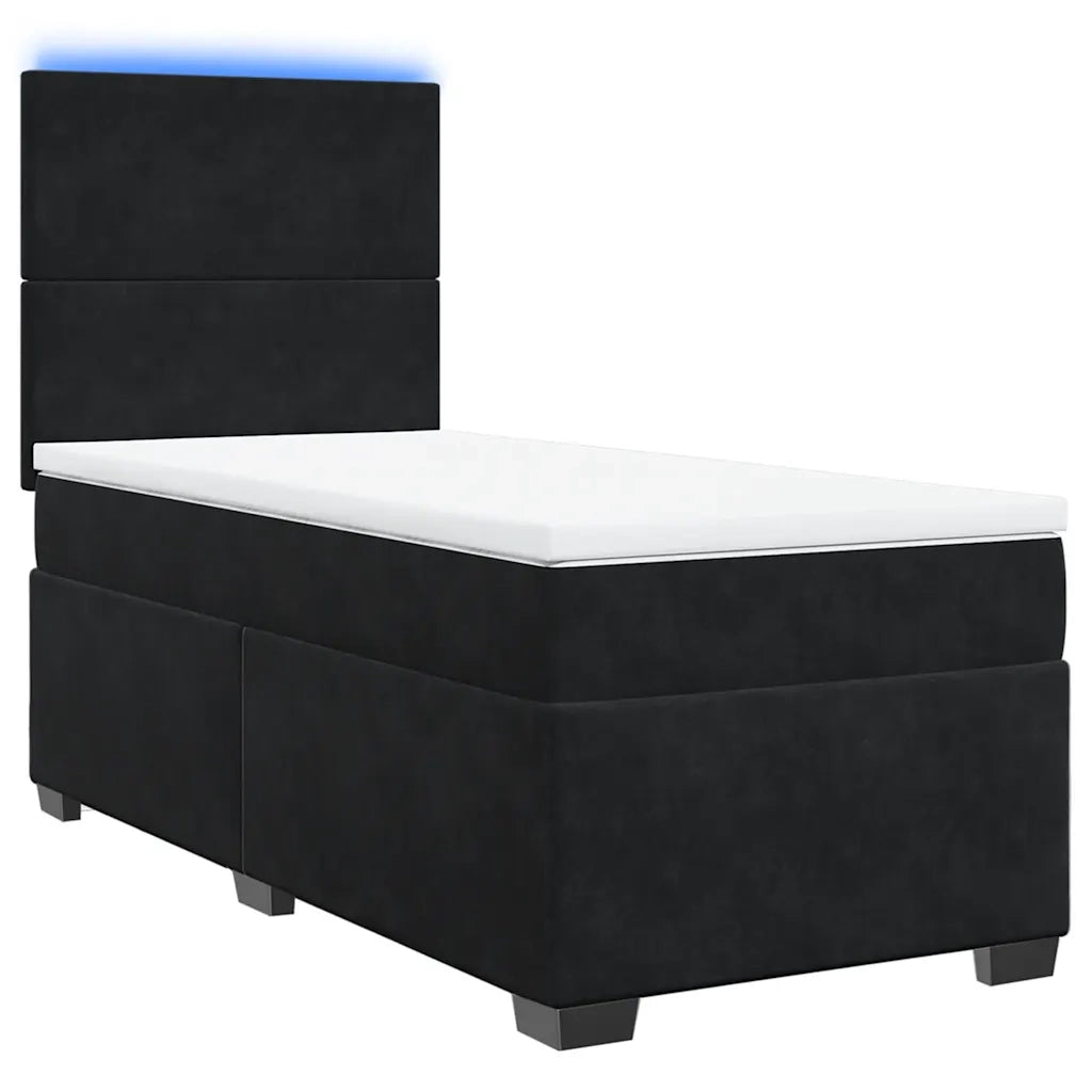 Giroletto a Molle con Materasso Nero 100x200 cm in Velluto