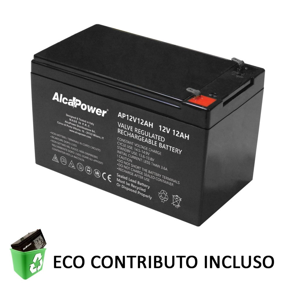 Alca power batteria al piombo da 12v 12ah ricaricabile per ups e illuminazione di emergenza