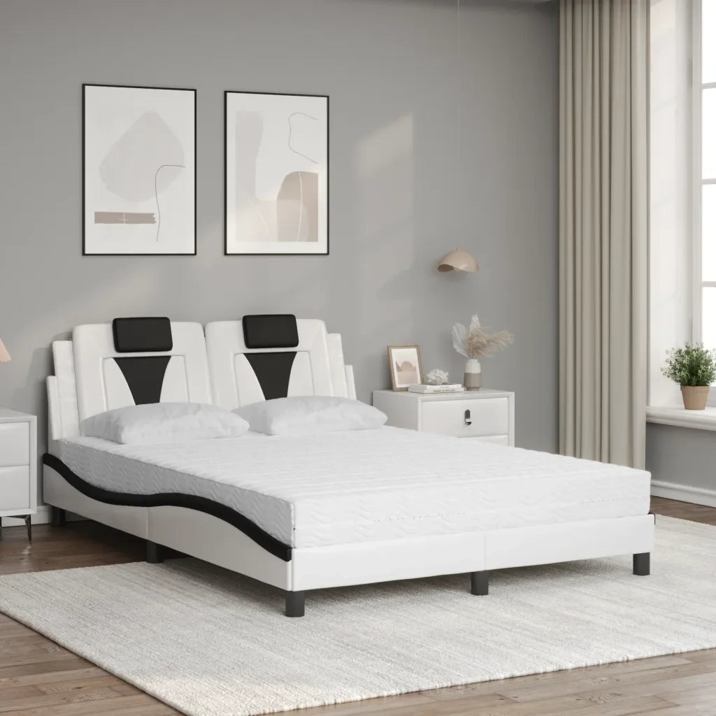 Letto Viana con Materasso Bianco e Nero 140x190 cm in Similpelle