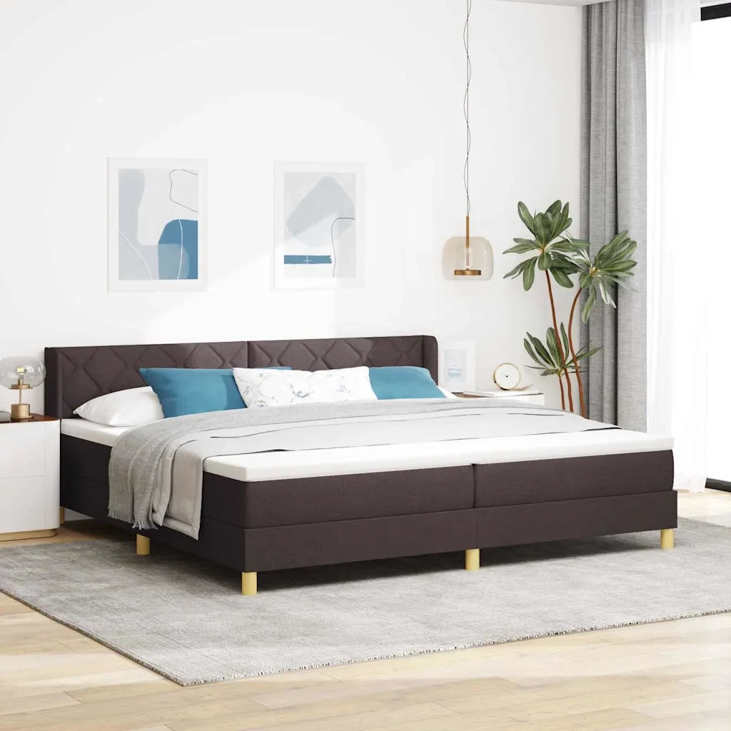 Letto a molle con materasso Marrone Scuro 200 x 200 cm Tessuto 3341380
