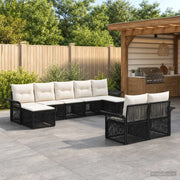 Set Divano da Giardino 9 pz Nero polyrattan 3434956