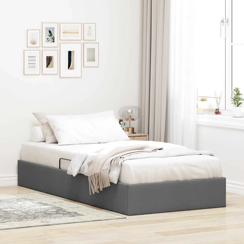 Letto con Contenitore Grigio Scuro 100 x 190 cm Tessuto 3370053