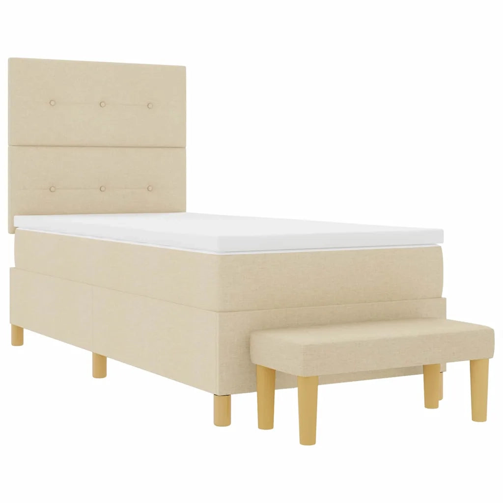 Letto a molle con testiera Crema 190 x 90 cm Tessuto 3344266