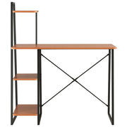 Scrivania | Tavolo da Ufficio con Mensole Nera e Marrone 102x50x117 cm