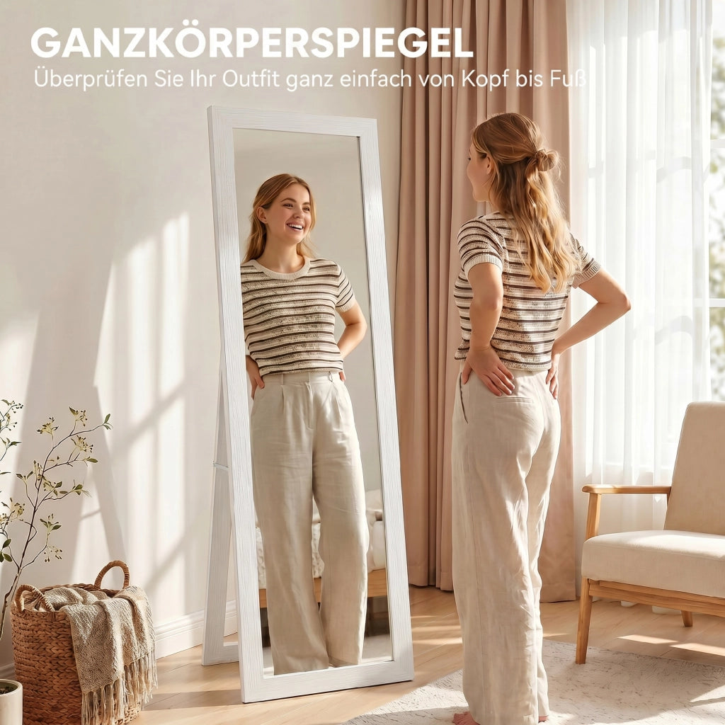Specchio a Pieno Corpo con Supporto ¨C Minimal ¨C 37x157 cm Bianco