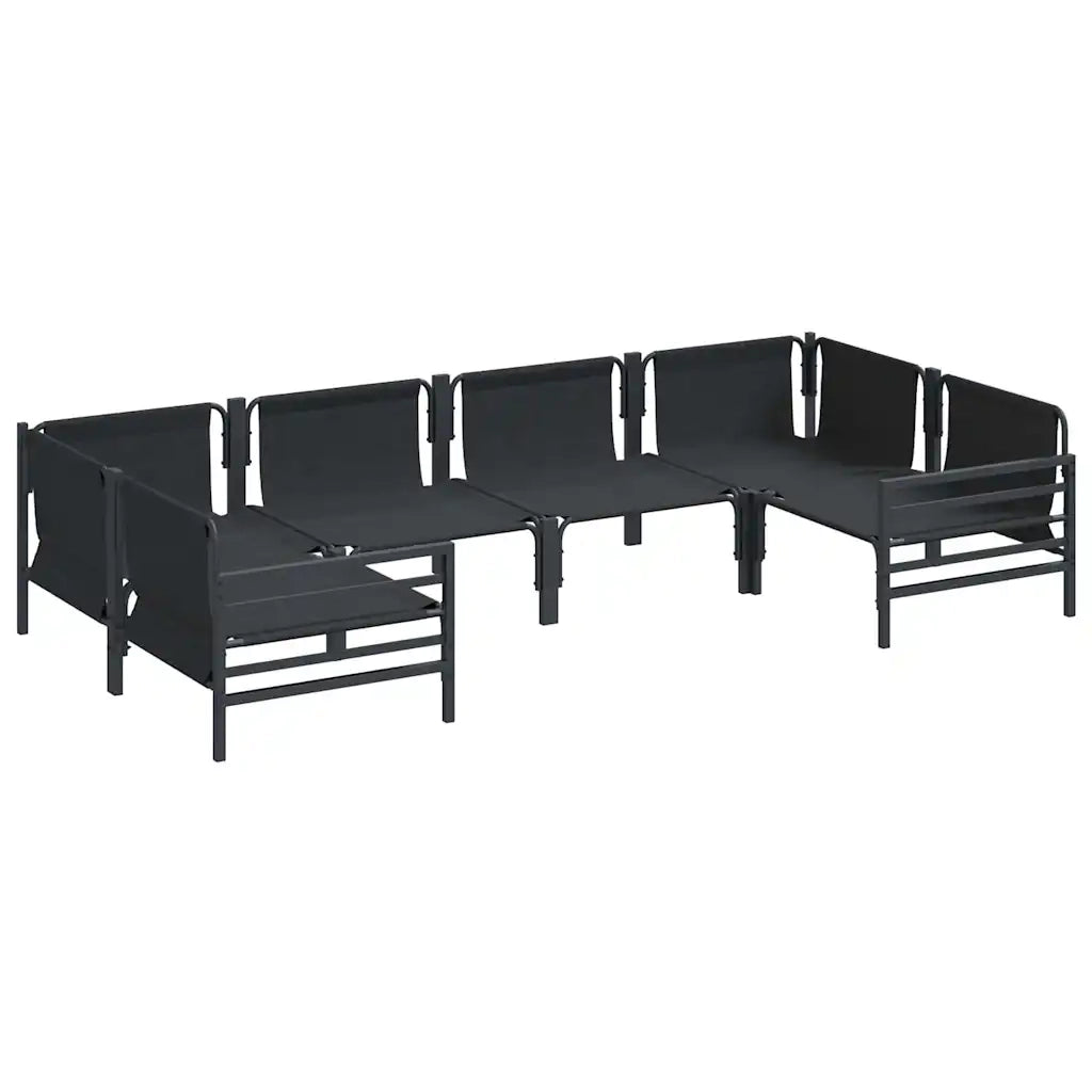 Set Divano da Giardino con cuscino 6 pcs Nero Acciaio