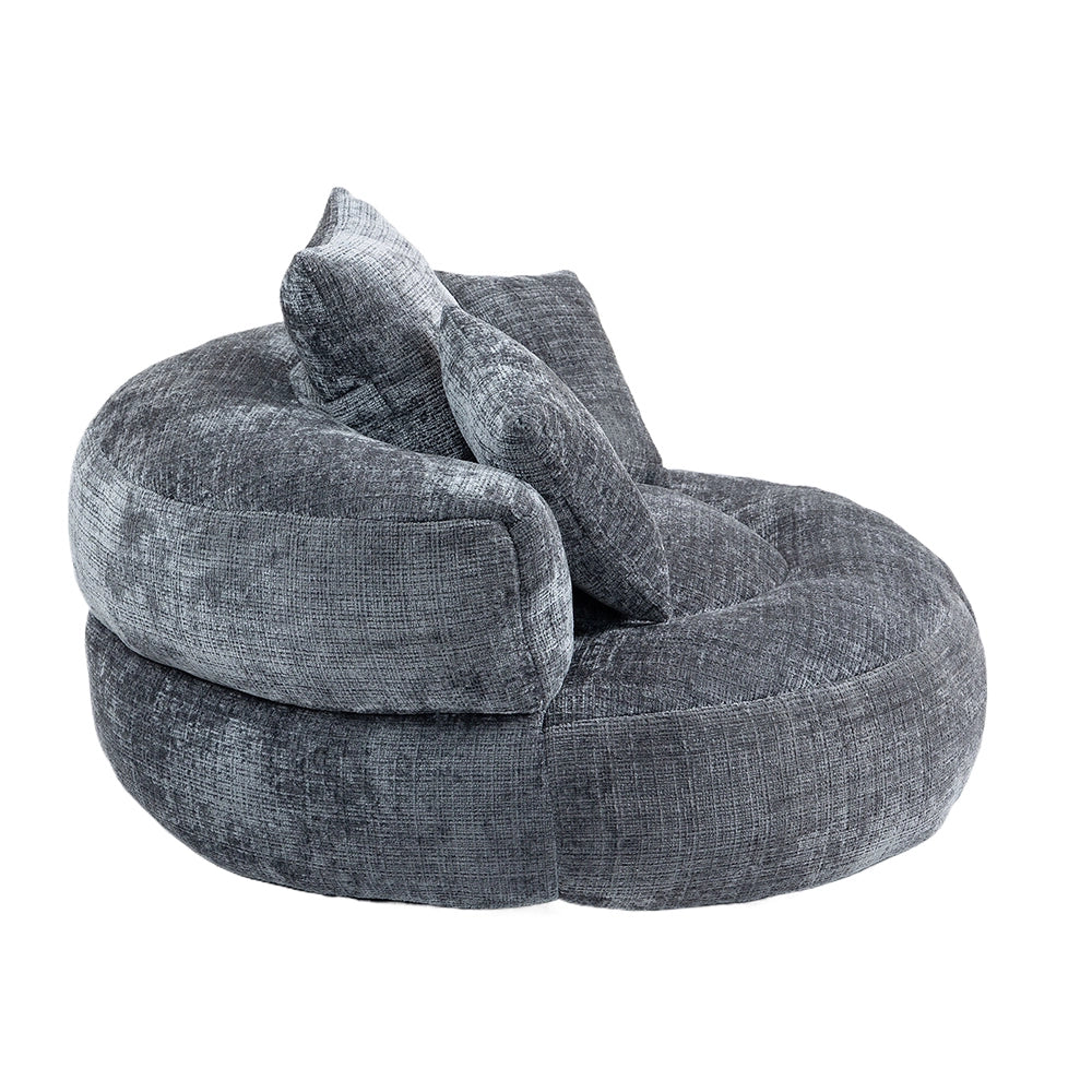 Chaise longue - Xylo - gaming chenille grigio con 3 cuscini