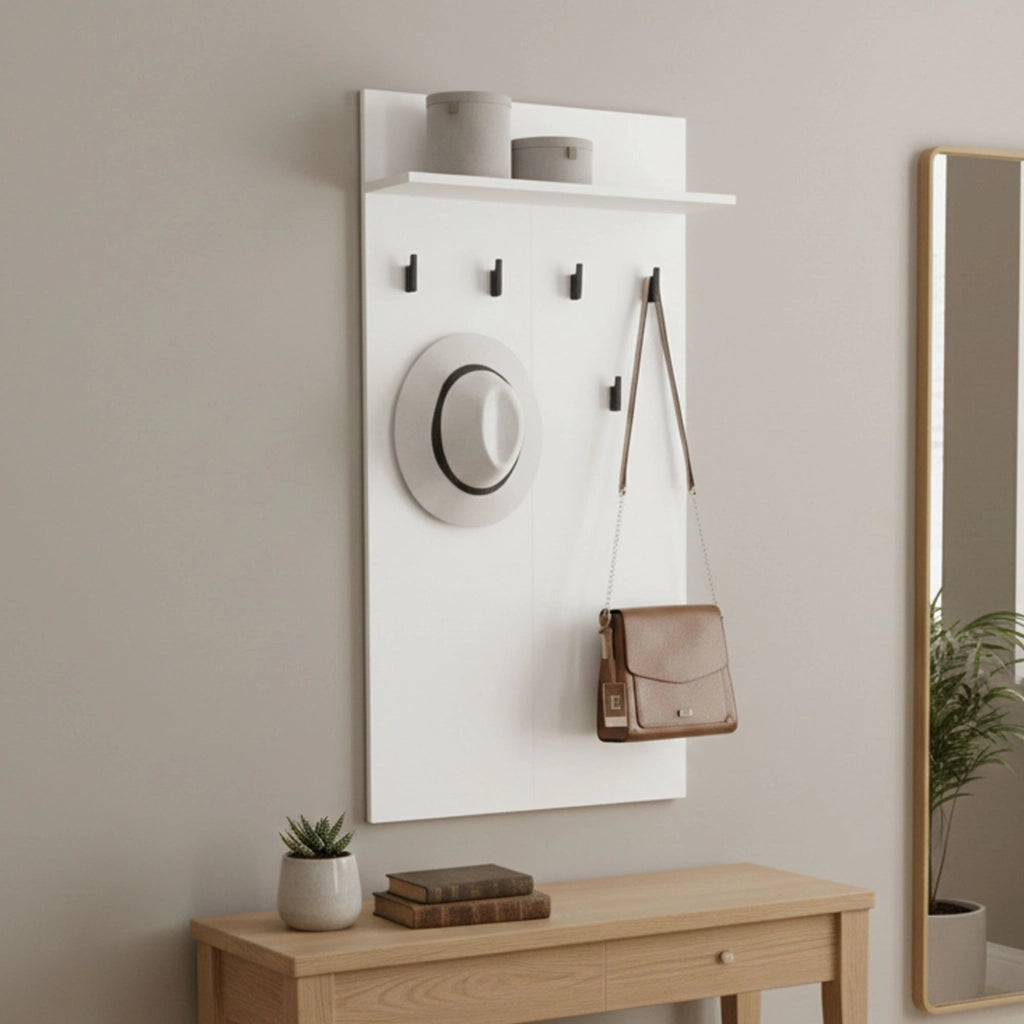 Gonars, Appendiabiti set Fissaggio a Muro Incluso, 115h cm Bianco