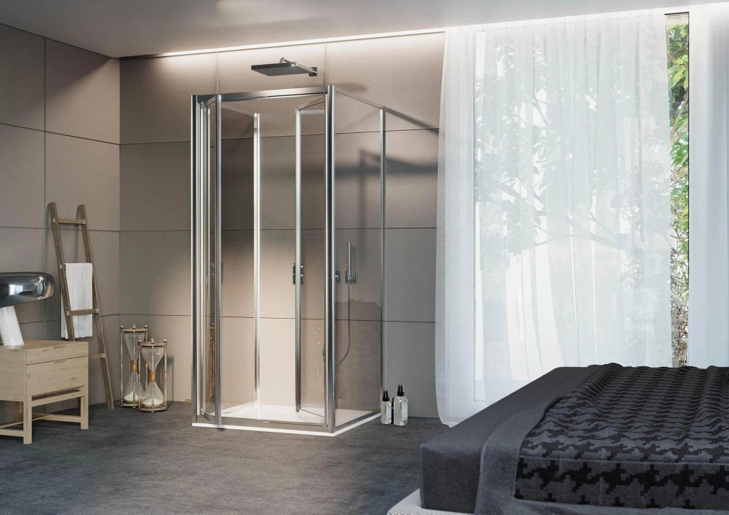 Box Doccia 3 lati 90x70x90 cm 2 Ante Battenti in Cristallo Trasparente 4-6mm H185 Fosterberg Skagen Trio