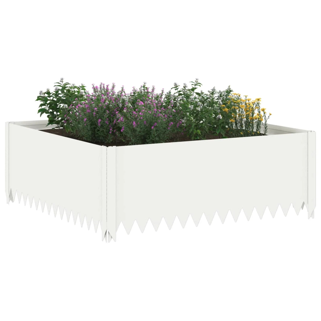 Bordura per Prato 100 x 100 x 35 cm Acciaio Bianco 8008975