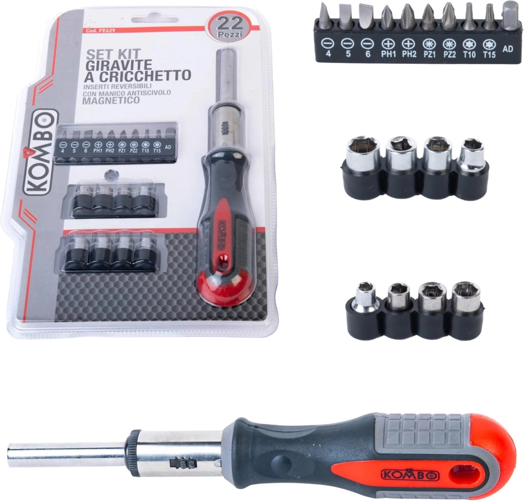 Giravite a Cricchetto con Set 22 Punte Standard Phillips