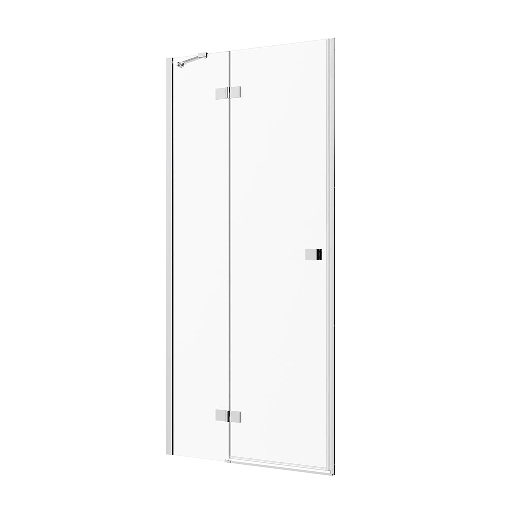 Porta doccia 100cm apertura a battente lato sinistro con cerniere, profili cromati e vetro da 8mm trasparente h195 | Fiji