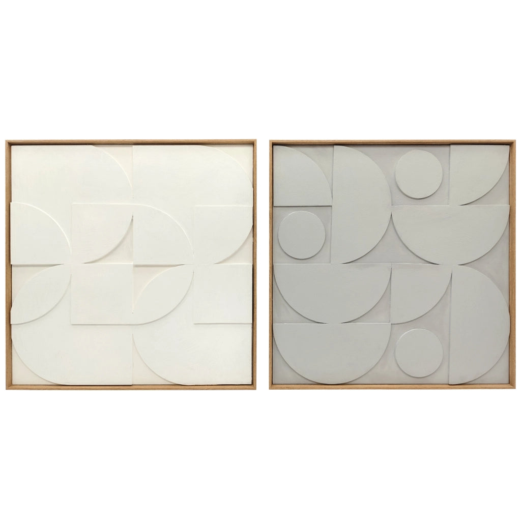 Decorazione Parete 3D in Legno ¨C Minimal ¨C Bianco 2 Pezzi