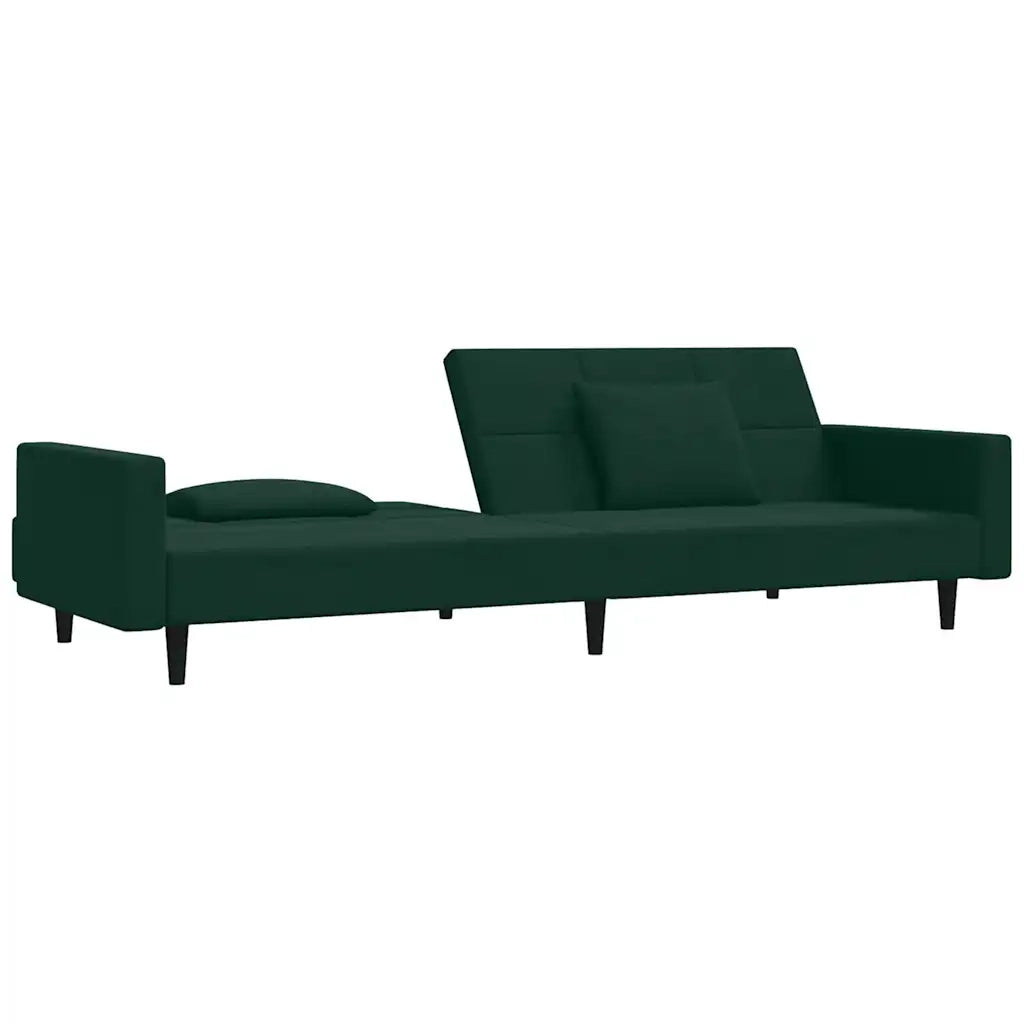 Divano Letto a 2 Posti con 2 Cuscini Verde Scuro in Velluto 375818