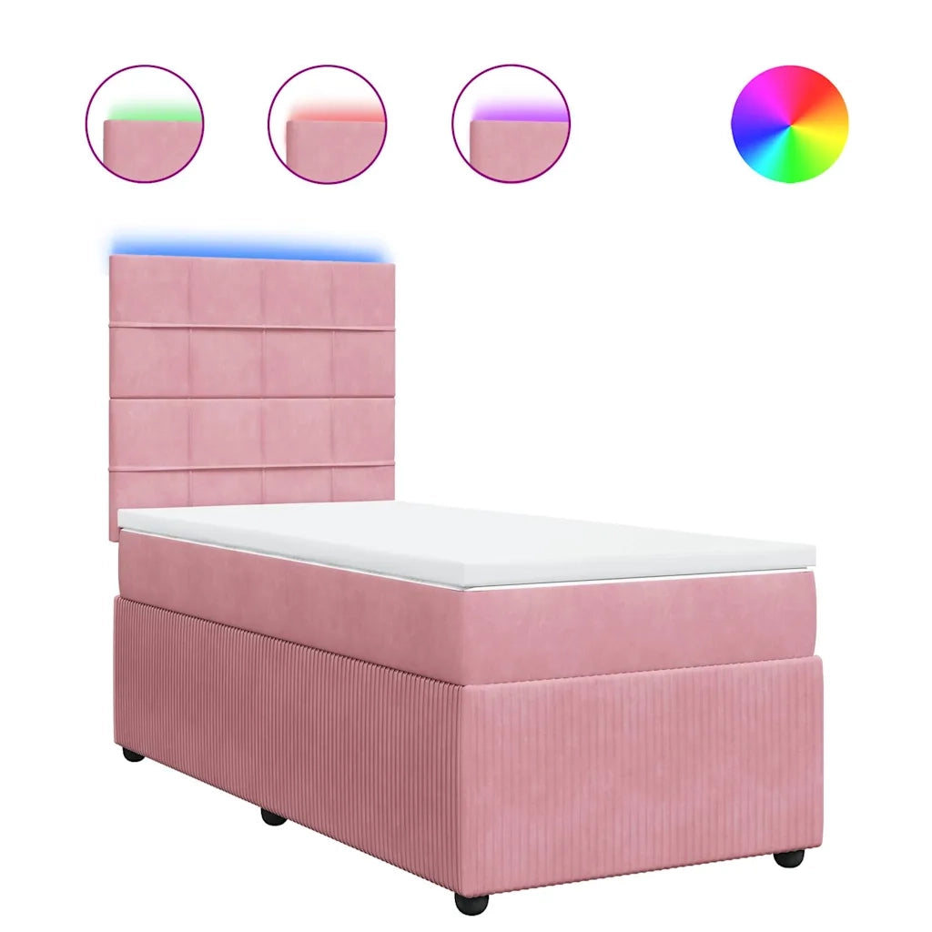 Giroletto a Molle con Materasso Rosa 90x200 cm in Velluto