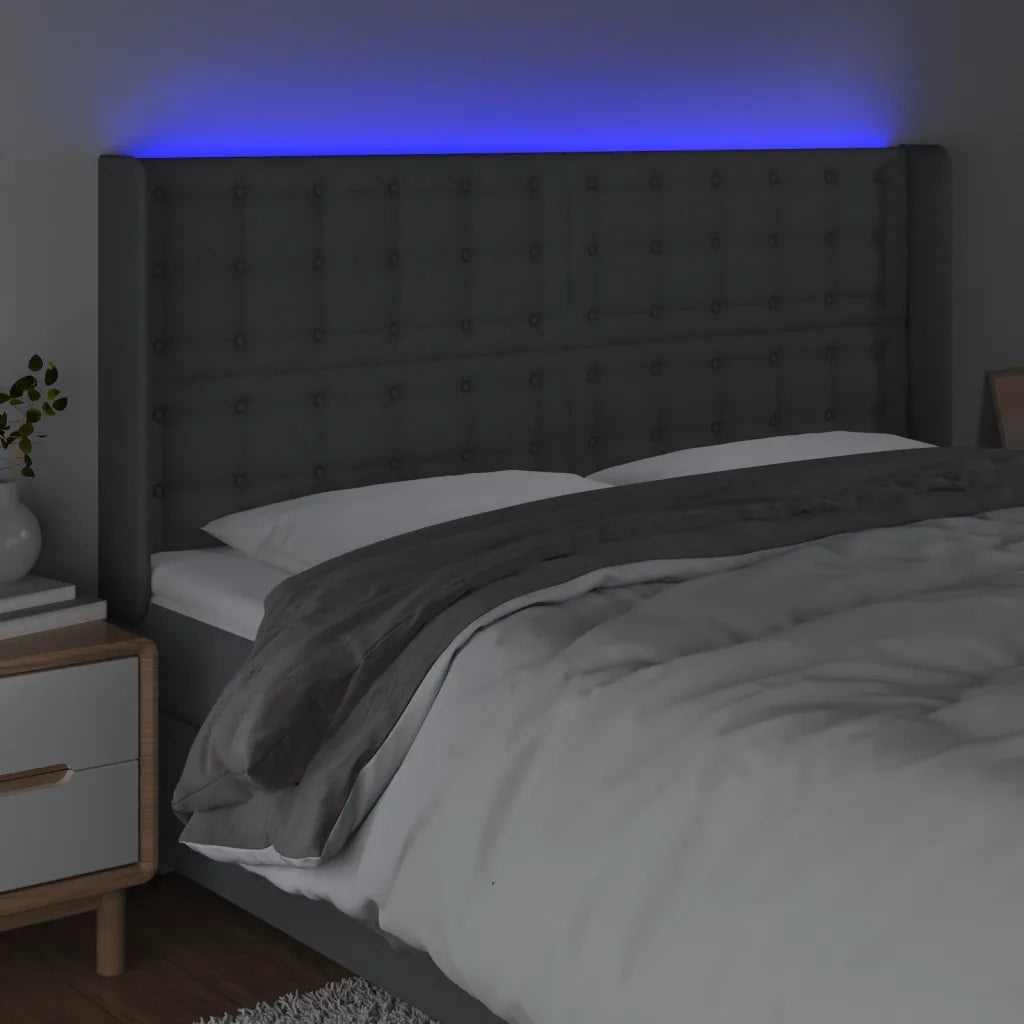Testiera a LED GrigioScuro 163x16x118/128cm inTessuto 3124489
