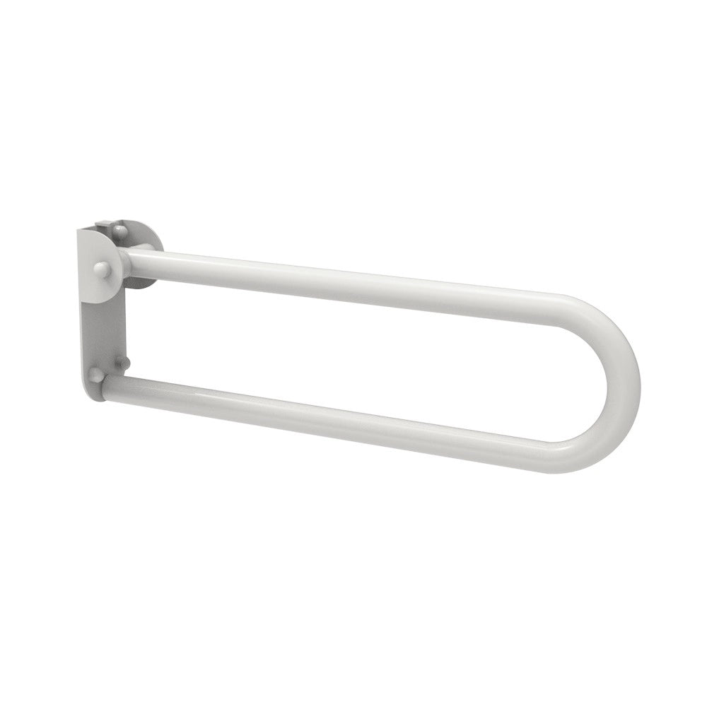 Maniglione barra ribaltabile cm 60 con piastra lunga inox bianco