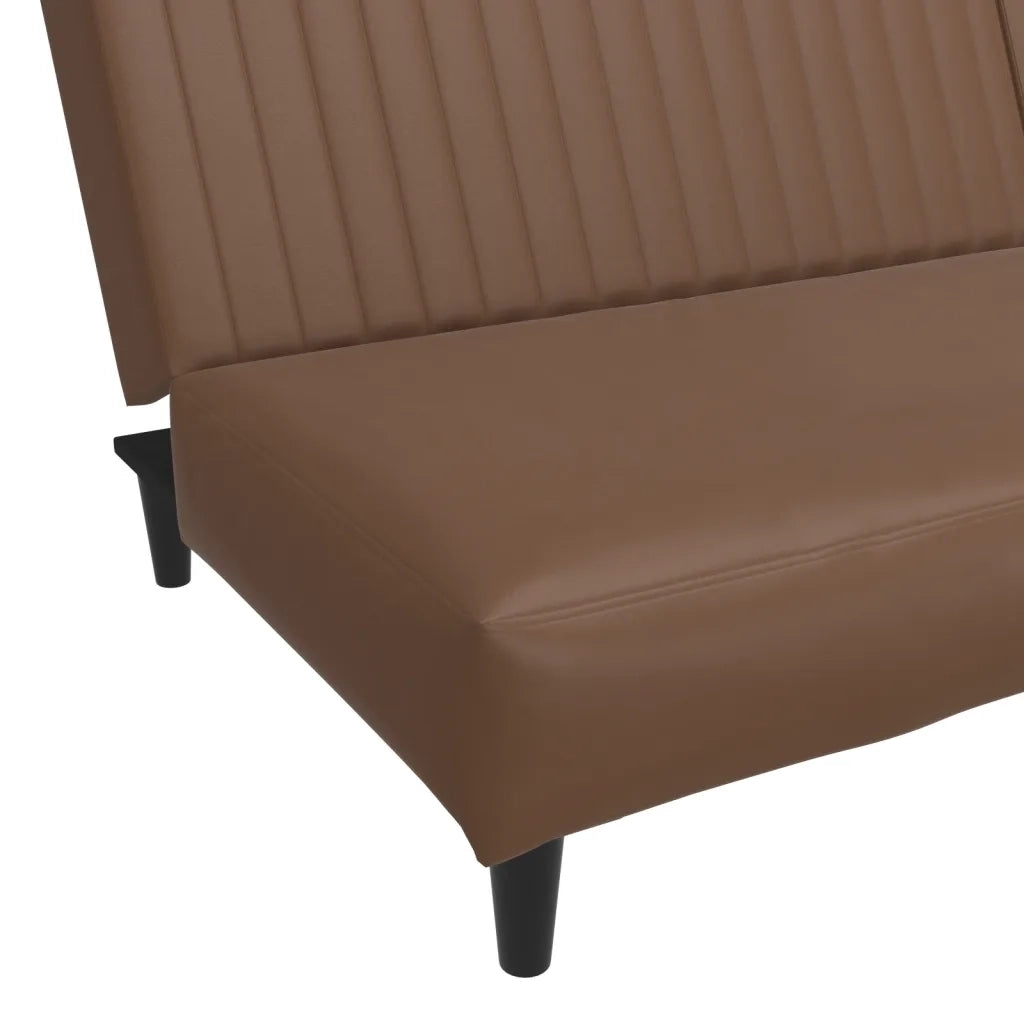 Divano Letto a 2 Posti Marrone in Similpelle 375948