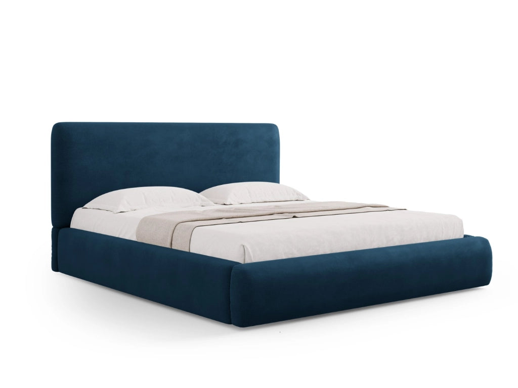 Cosmopolitan Design - Letto a cassettone con testiera "Colonel" 180x200cm in ciniglia blu reale 