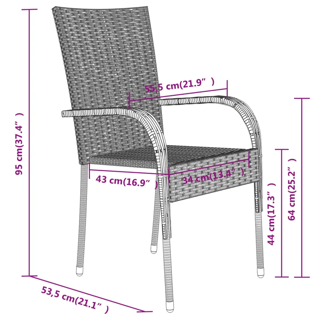 Set da Pranzo per Giardino 9 pz con Cuscini Grigio e Nero 3099394