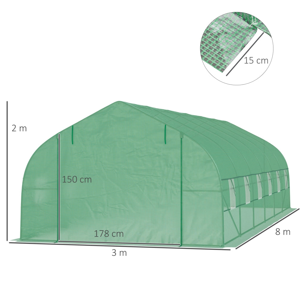 Serra Tunnel per Giardino ¨C Minimal ¨C Verde Acciaio 8x3x2m