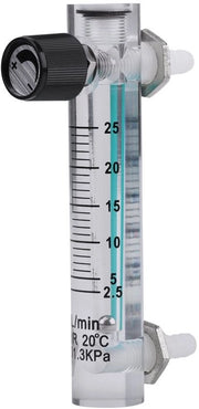 Misuratore di flusso a gas 2,5-25 l/min - Regolatore di flusso - Misuratore di flusso d'aria - Acrilico/Polypropileno/Metallo - Massimo 0,6 MPa - Facile da utilizzare - Misuratore di flusso