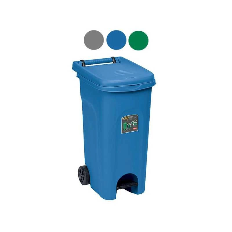 Bidone Urban Quadro con Pedale Blu L 80 Stefanplast