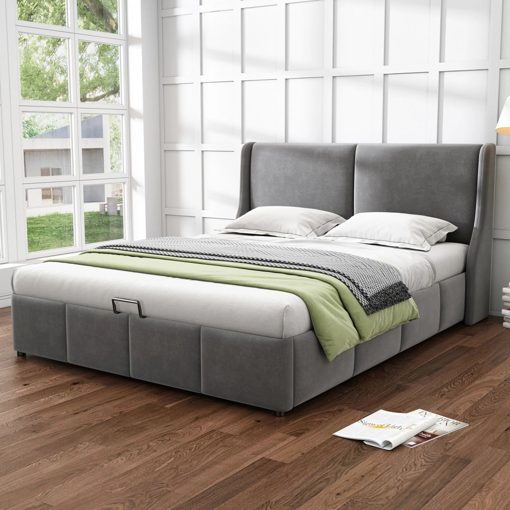 letto imbottito velluto grigio 180 x 200 cm