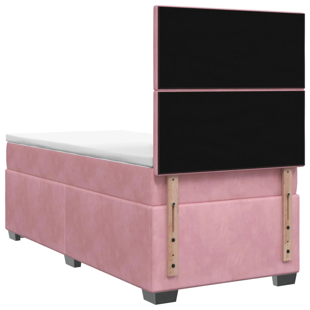 Letto box spring con materasso Rosa 100 x 200 cm Velluto 3455047