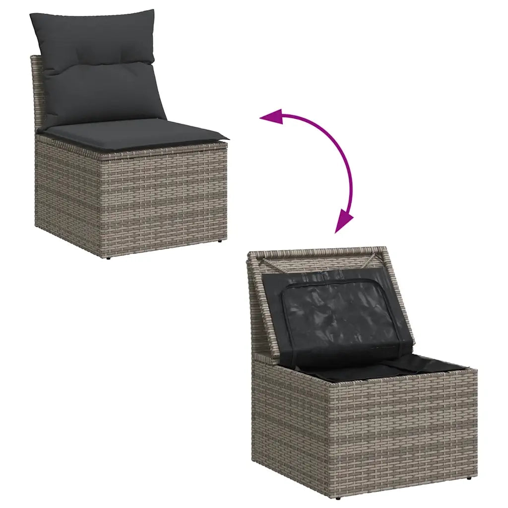 Set Divano da Giardino 9pz con Cuscini Grigio Polyrattan Acacia 3327749