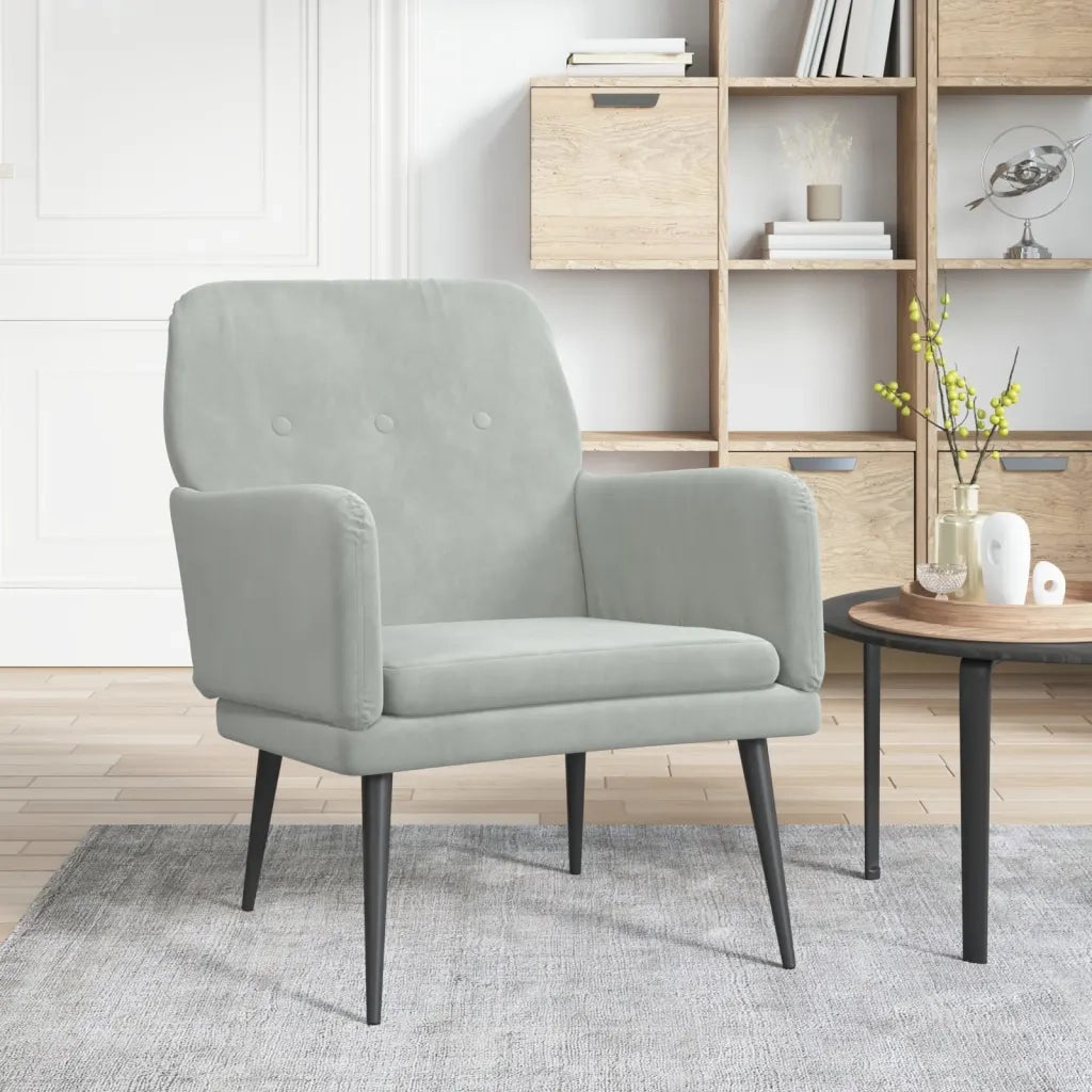 Poltrona | Sedia Relax Grigio Chiaro 62x79x79 cm Velluto