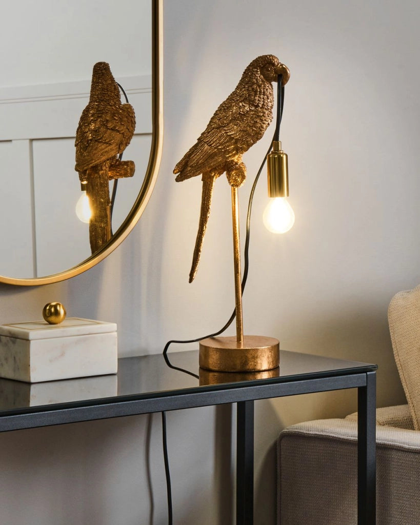 Lampada da tavolo in poliresina oro Luce da comodino Lampada da lettura a tema animale Soggiorno Camera da letto Stile glam