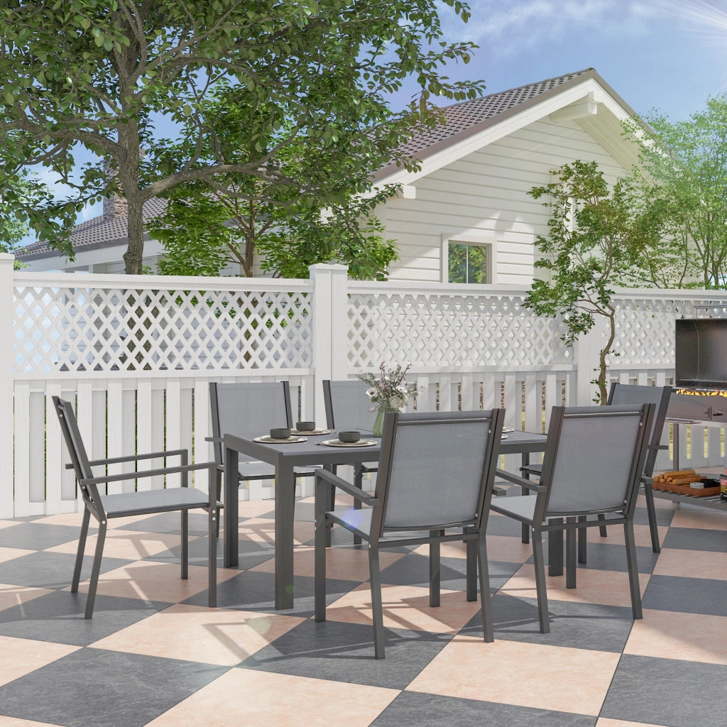 Set Tavolo e Sedie da Giardino ¨C Minimal ¨C Grigio, Acciaio, 4 Pezzi