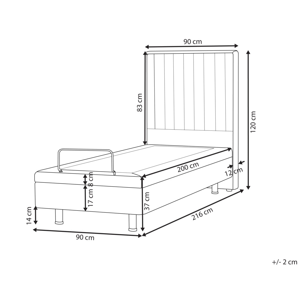 Letto Tessuto Grigio Chiaro Elettrico Regolabile con Telecomando 90 x 200 cm