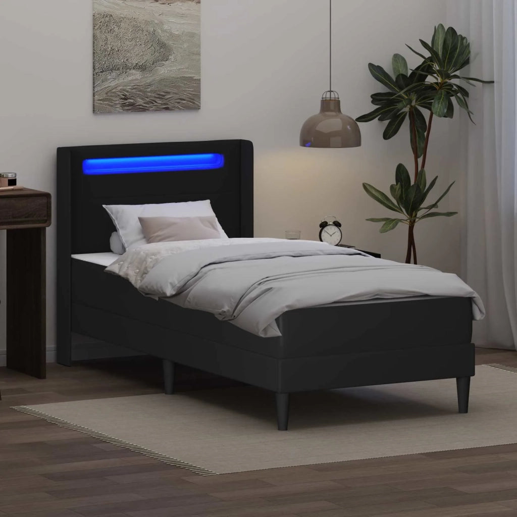 Struttura letto con materasso-Giroletto Nero 100 x 200 cm Similpelle