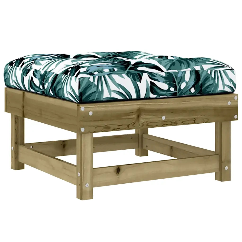 Poggiapiedi da Giardino con Cuscino in Legno Impregnato di Pino CFW9740992