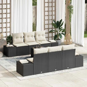 Set Divano da Giardino 8 pcs Nero e Crema polyrattan