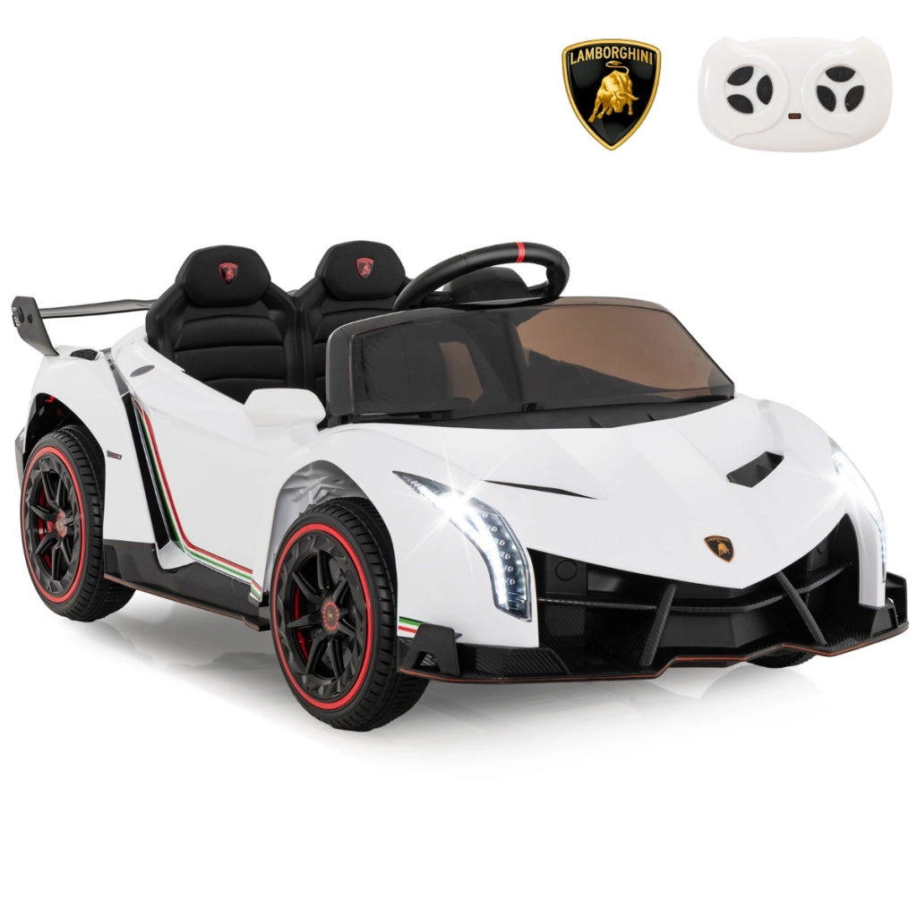 Auto sportiva elettrica per bambini con licenza lamborghini 4WD telecomando 2,4g luci LED, Giocattolo elettrico Bianco
