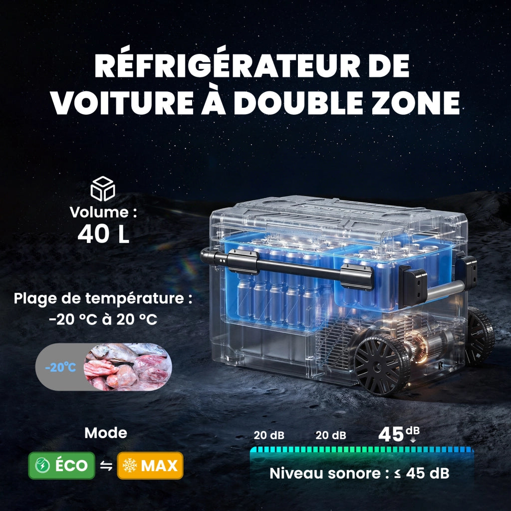 Frigorifero da Viaggio 40L a Doppia Zona ¨C Minimal ¨C Nero