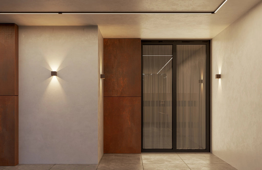 Lek Applique LED Quadrata da Parete per Interni ed Esterni 6,8W 2700K Bianco Opaco, Fascio Luce Regolabile 0-120 gradi IK04 IP54 Design Moderno