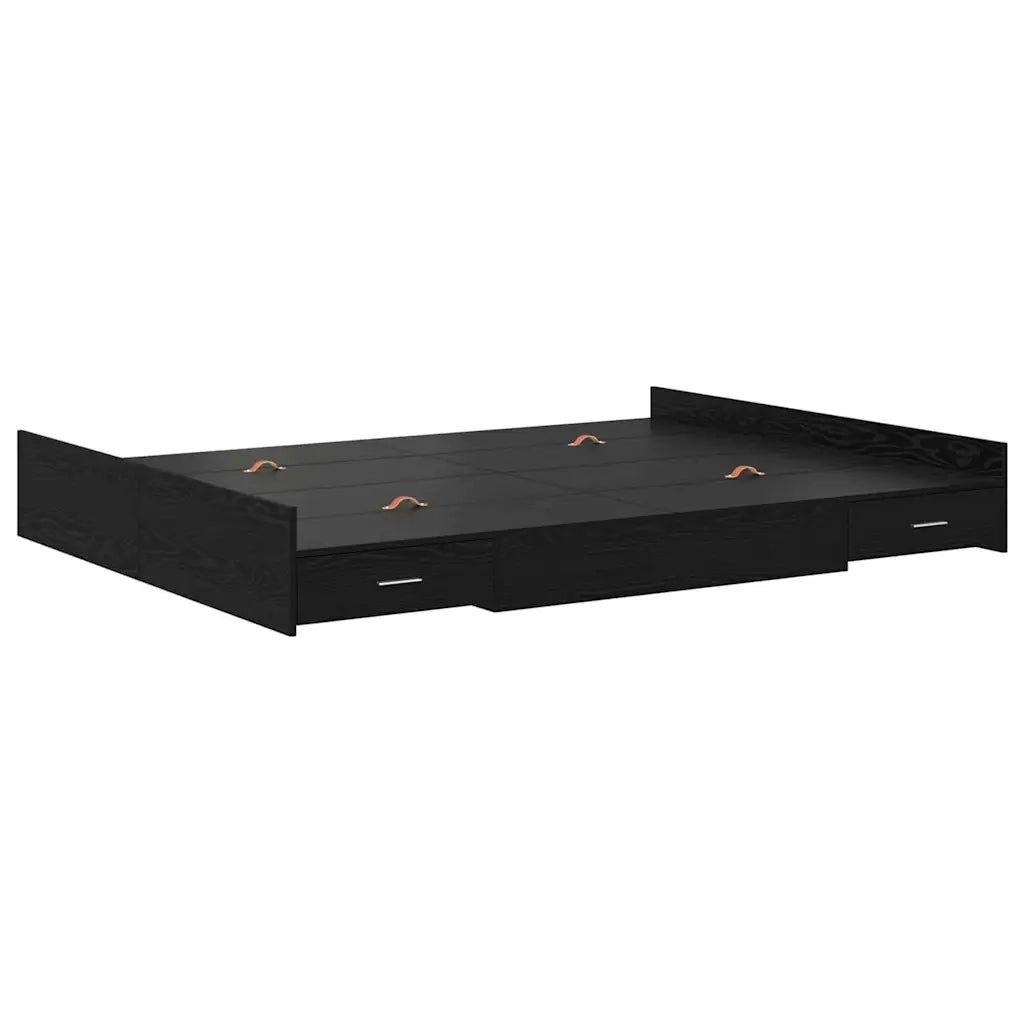 Struttura letto con contenitore-Giroletto con contenitore Rovere Nero 140 x 190 cm