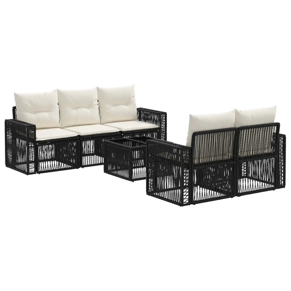 Set Divano da Giardino 6 pz Nero polyrattan 3435052