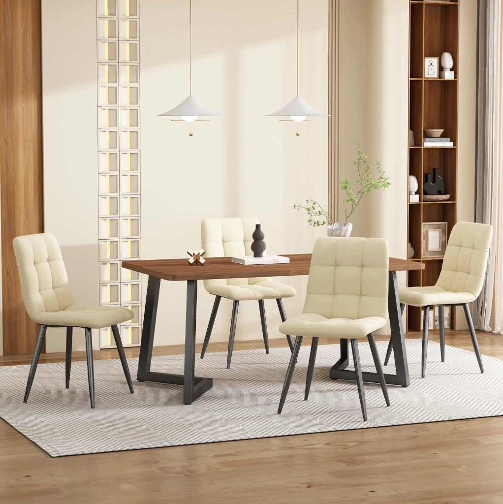 Tavolo da pranzo 117x68x75 cm in MDF con gambe in metallo; nero e noce